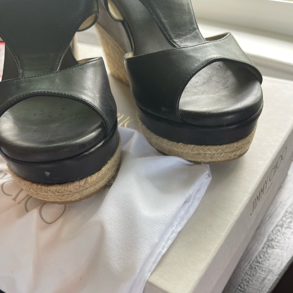 JIMMY CHOO - Espadrille Wedges black Sandals 37 - Picture 3 of 5